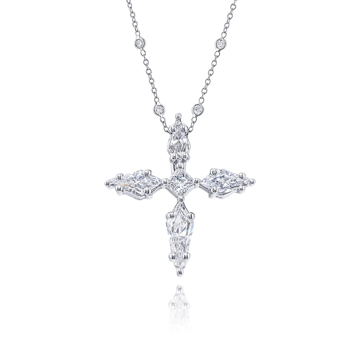 Platinum Kite Diamond Cross Pendant