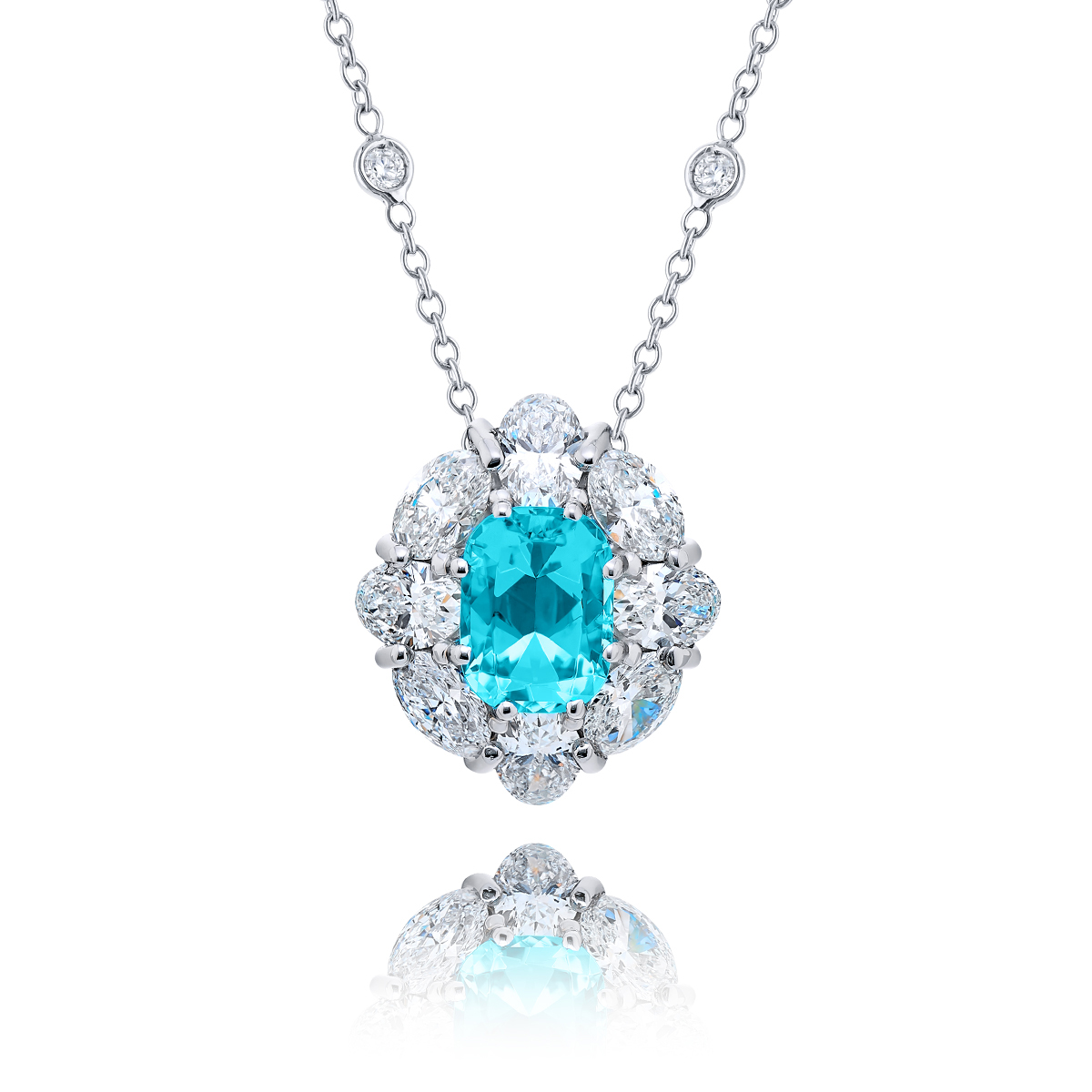 Platinum Cushion-Cut Paraiba Certified Pendant