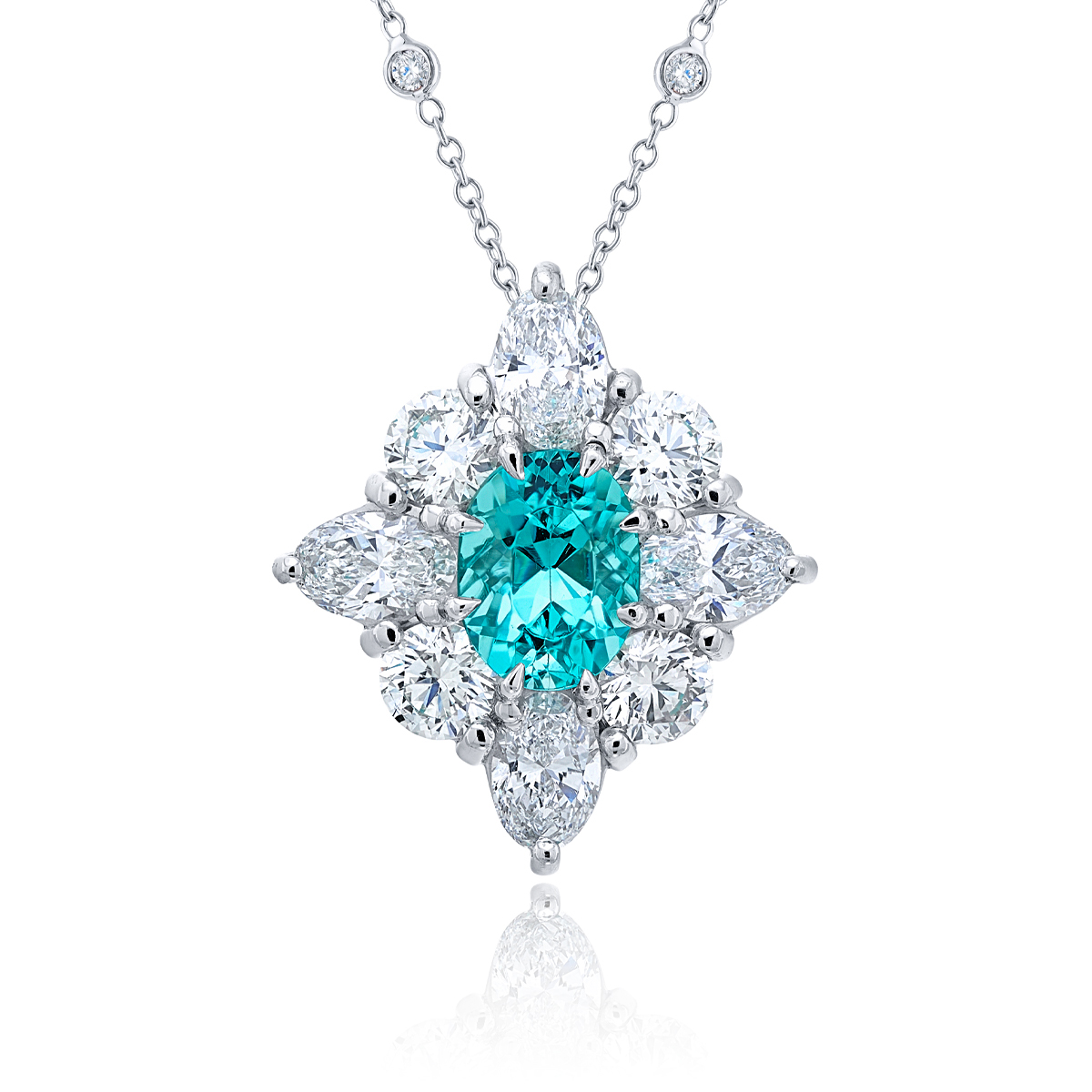 Platinum Oval Paraiba Certified Pendant