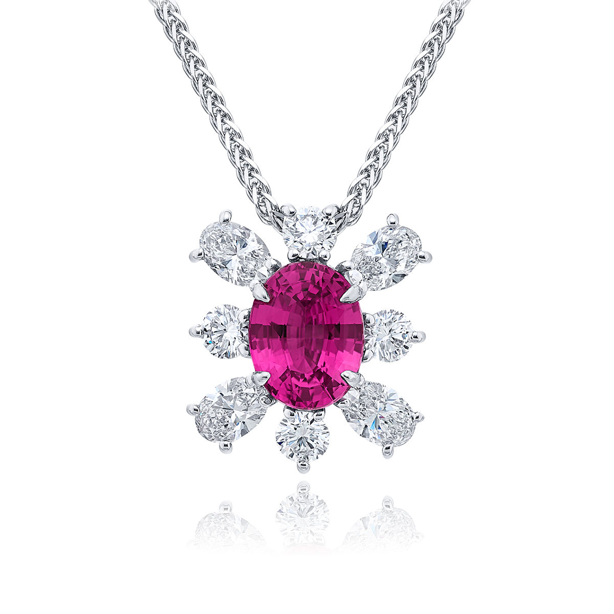 Platinum Oval No-Heat Pink Sapphire Certified Pendant