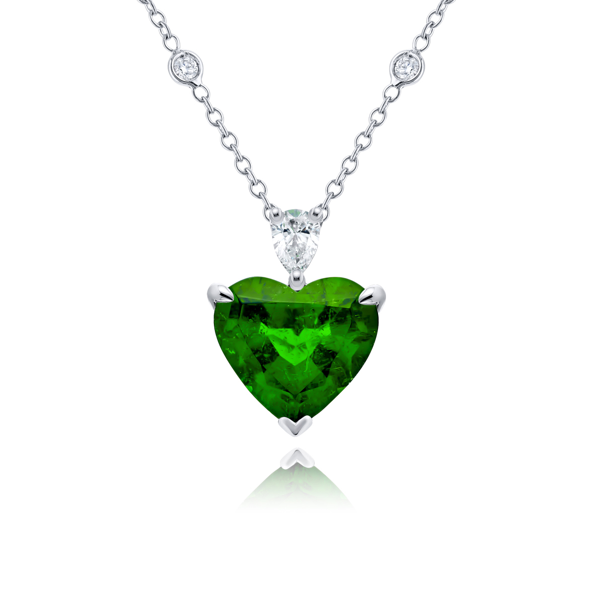 Platinum Heart-Shaped Vivid Emerald Certified Pendant