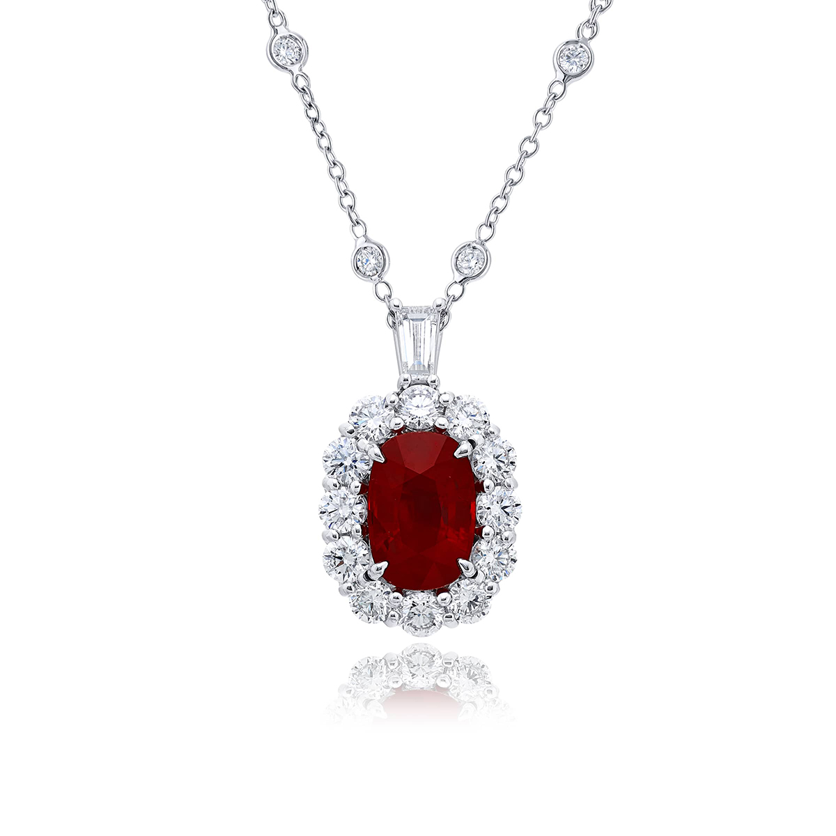 Platinum Oval Ruby Certified Pendant