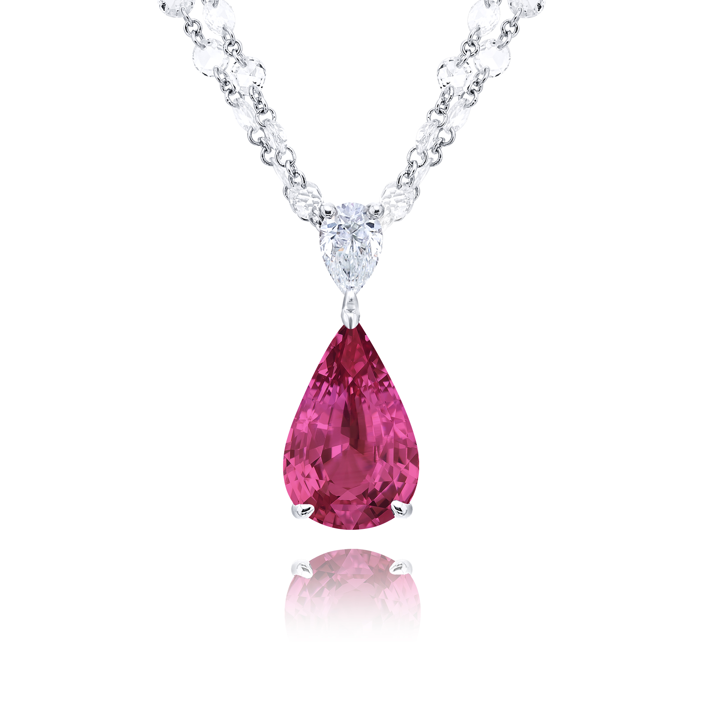 Platinum Pear-Shaped Pink Sapphire Certified Pendant