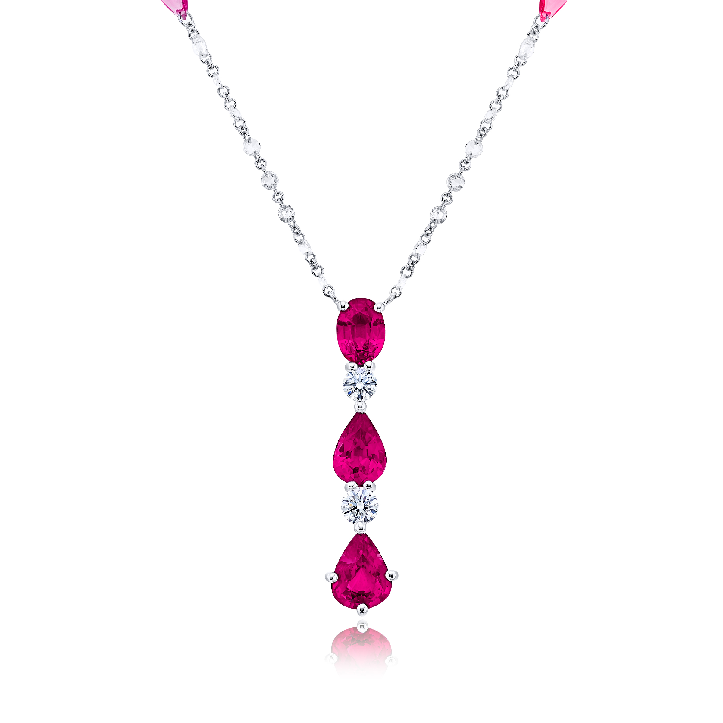 Platinum Pear-Shaped Pink Sapphire Certified Drop Pendant