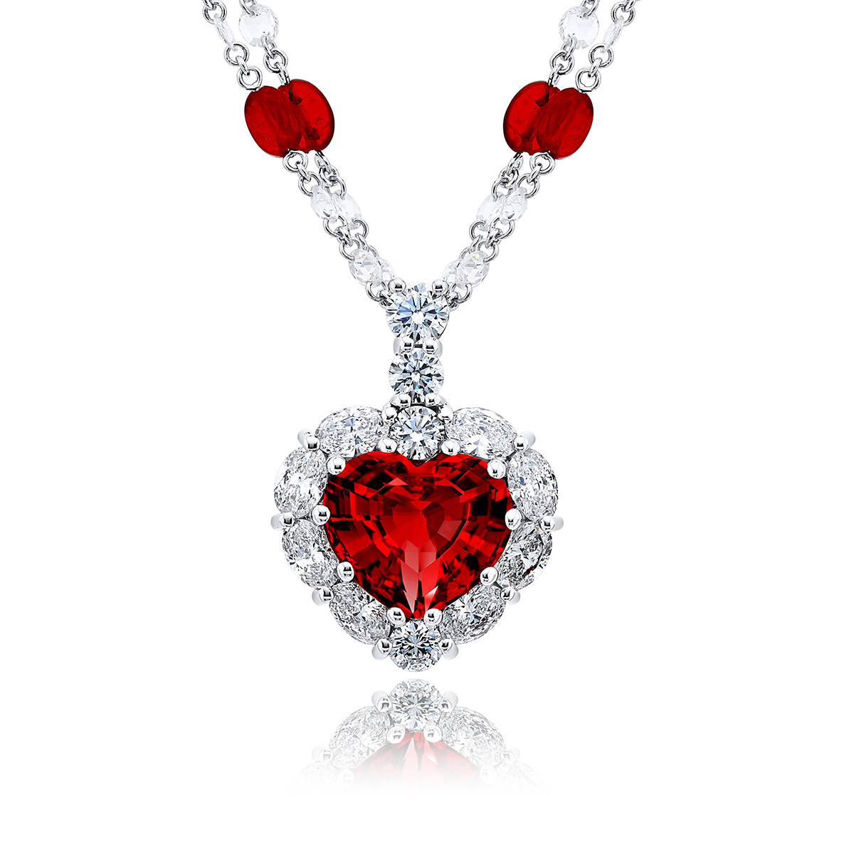 Exquisite Style: 5.43 ct Certified Heart-Shaped Ruby Pendant in Platinum