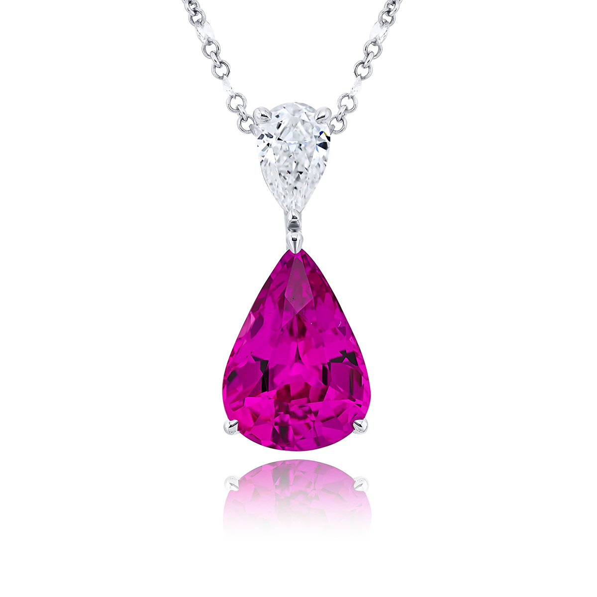 Platinum Pear Shape Pink Sapphire Certified Pendant