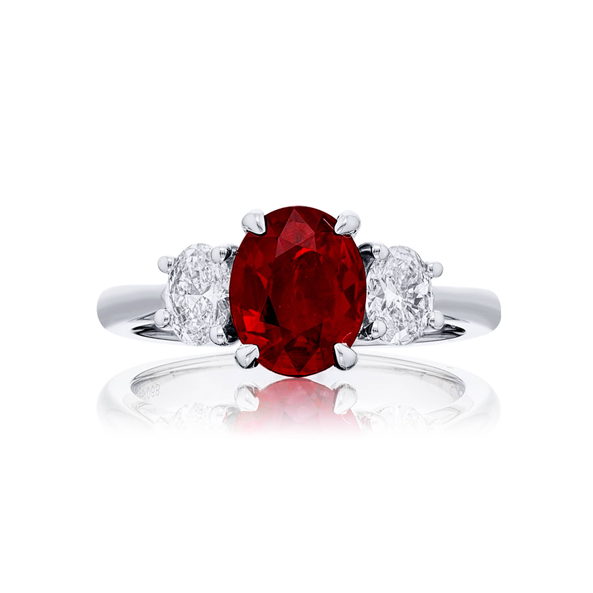 Platinum Oval Burmese Ruby Certified Ring
