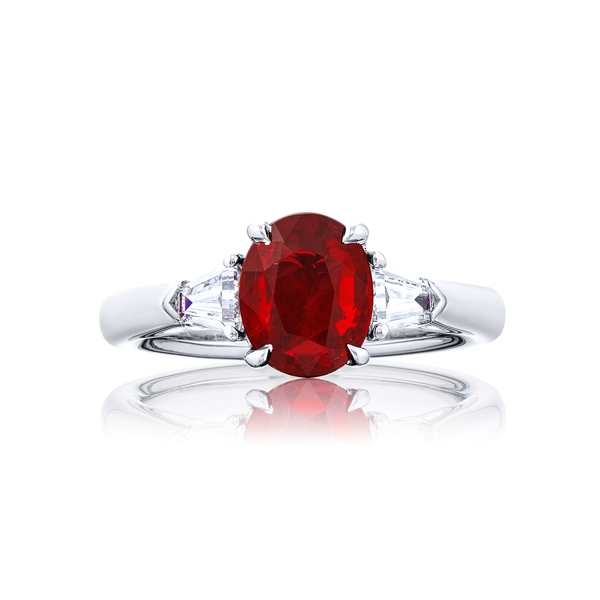Platinum Oval Burmese Ruby Certified Ring