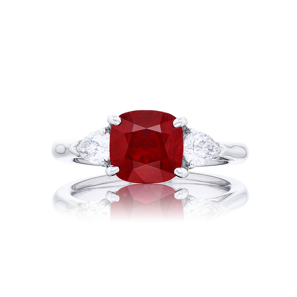 Platinum Cushion-Cut Burmese Ruby Certified Ring