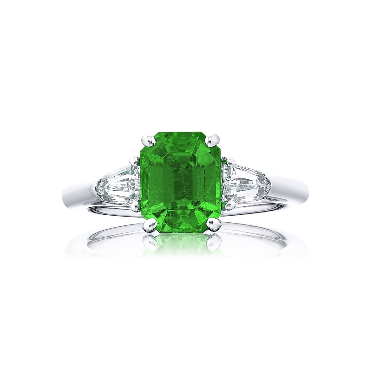 Platinum Emerald-Cut Colombian Vivid Emerald Certified Ring