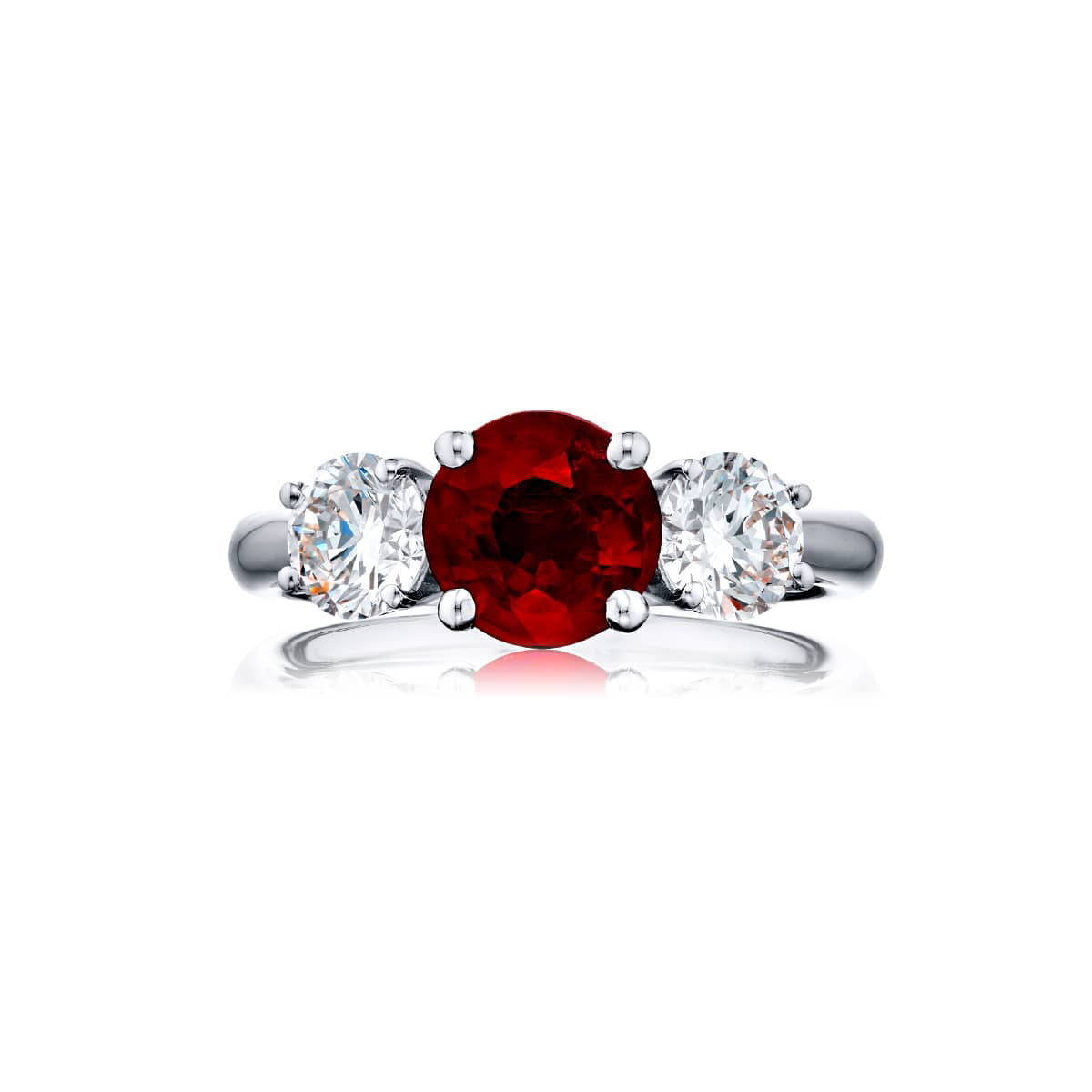 Platinum Round Burmese Pigeon Blood Ruby Certified Ring