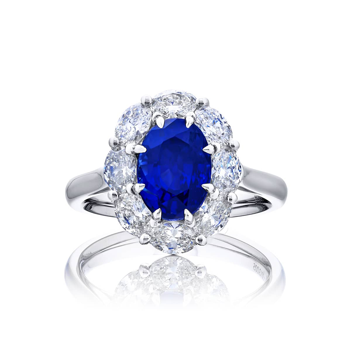 Platinum Oval Sri Lankan Vivid Sapphire Certified Ring