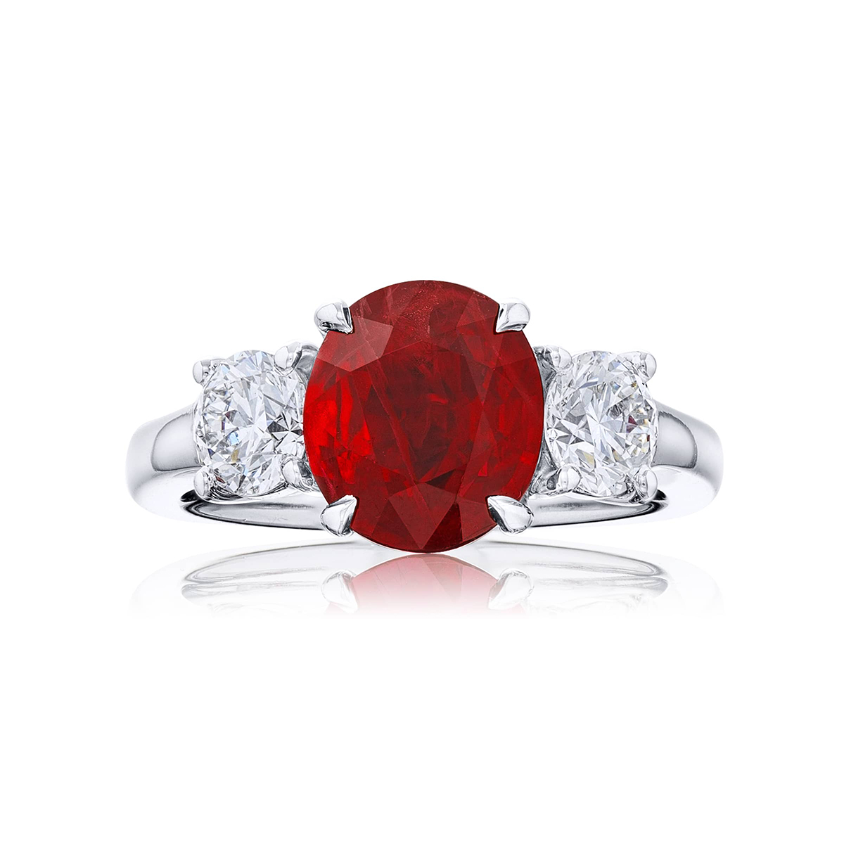 Platinum Oval Burmese Ruby Certified Ring
