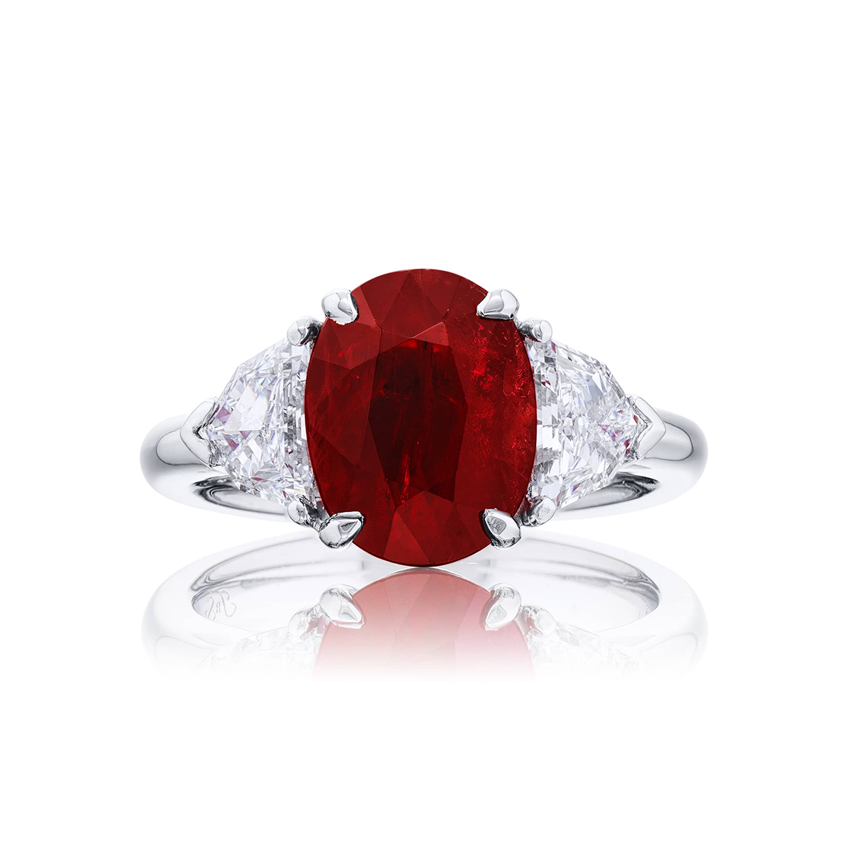 Platinum Oval Burmese Ruby Certified Ring