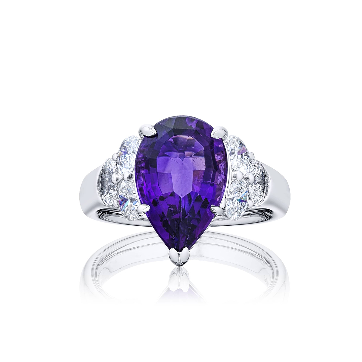 Platinum Pear-Shaped Amethyst Ring
