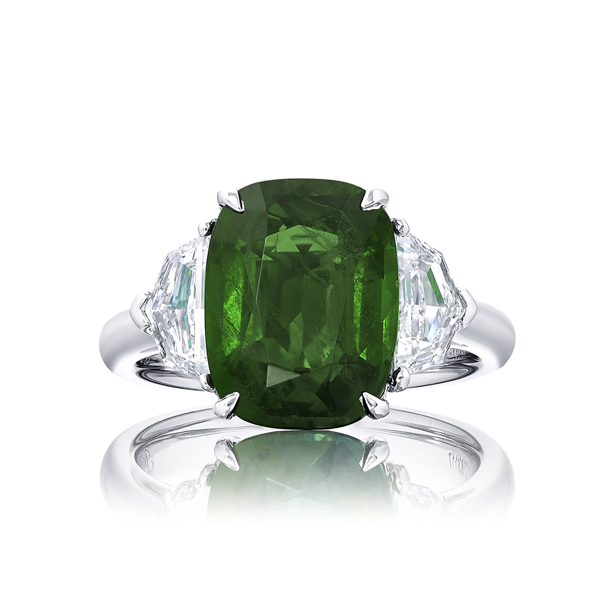 Platinum Cushion-Cut Vivid Emerald Certified Ring