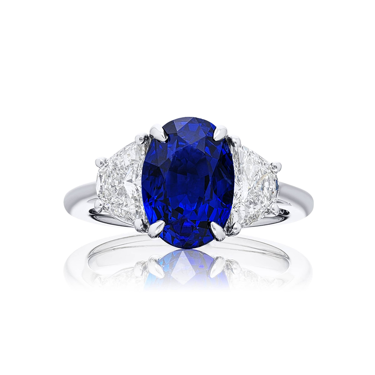 Platinum Oval Vivid Sapphire Certified Ring
