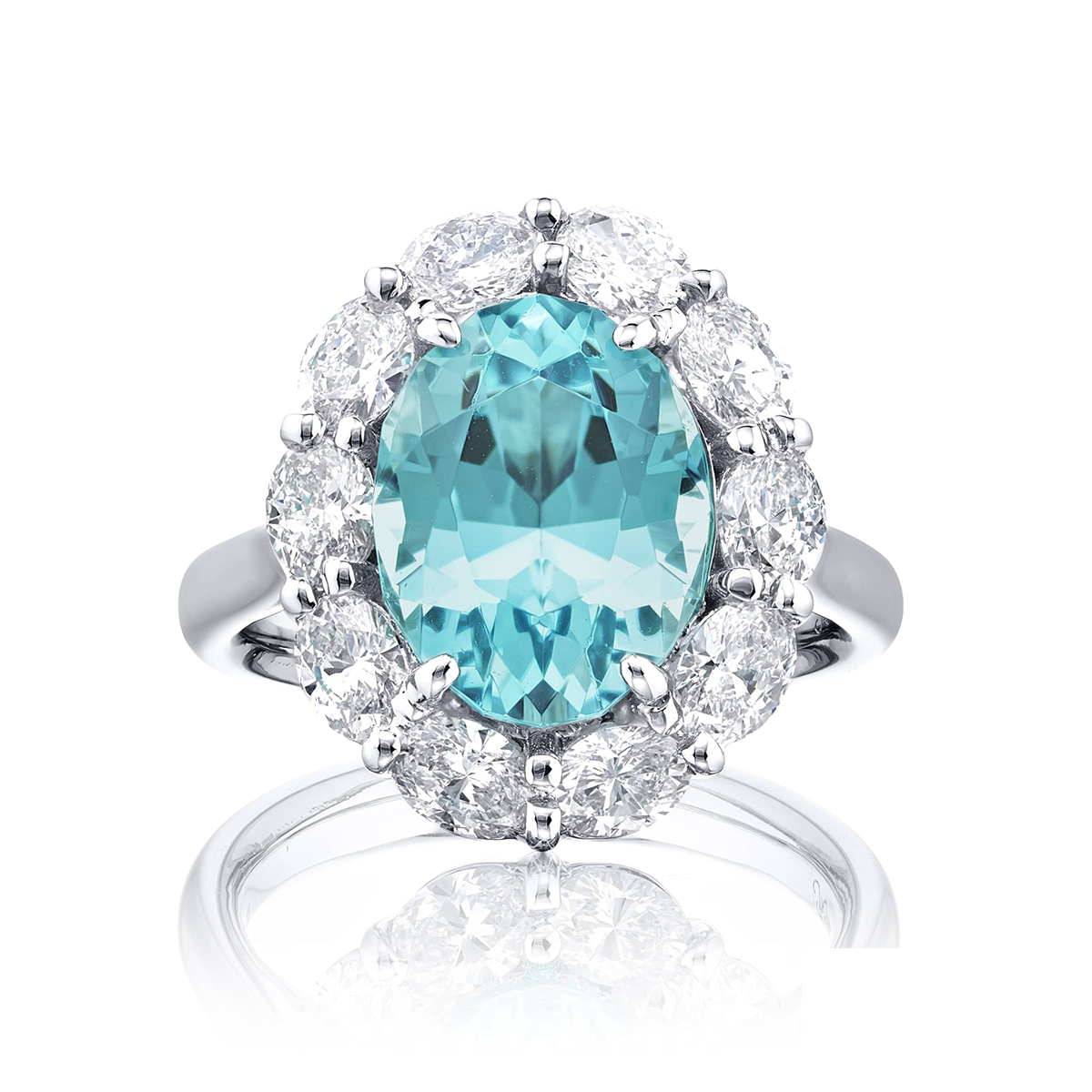 Platinum Oval Paraiba Certified Ring