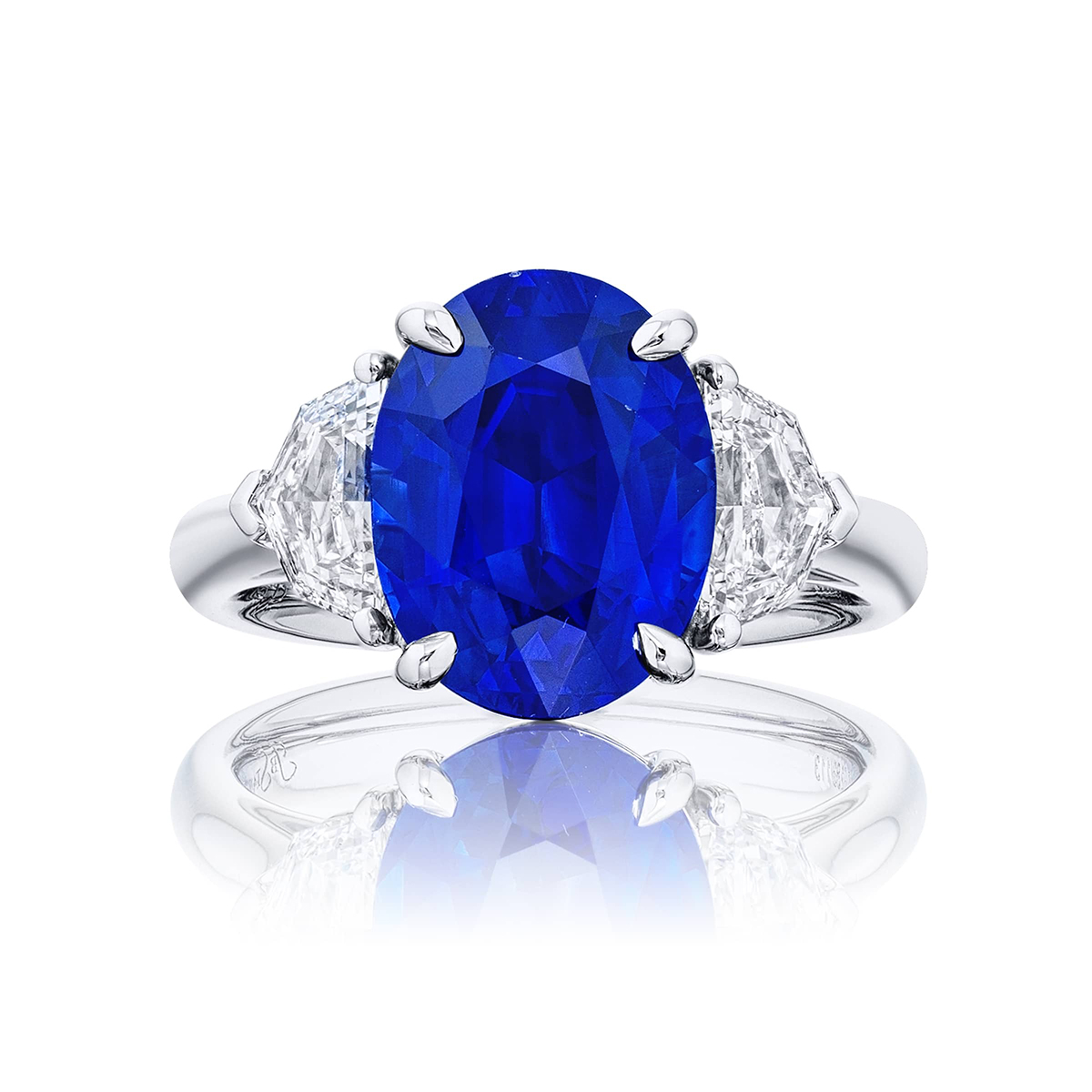 Platinum Oval Sri Lankan Sapphire Certified Ring