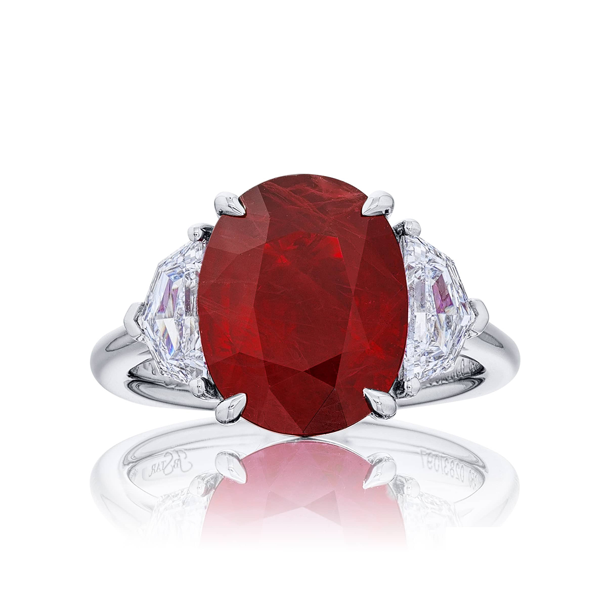 Platinum Oval Burmese Ruby Certified Ring
