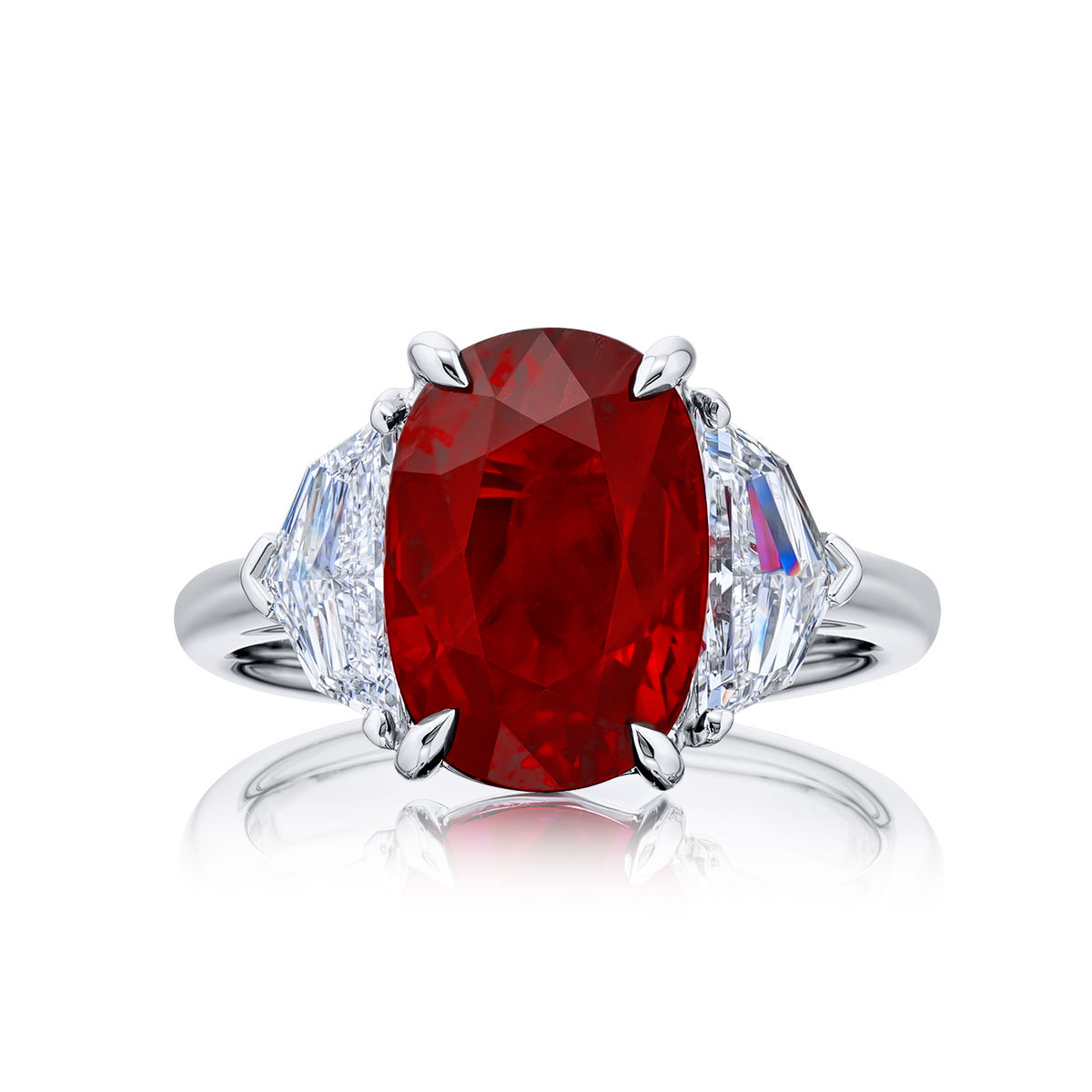 Platinum Oval Vivid Burmese Ruby Certified Ring