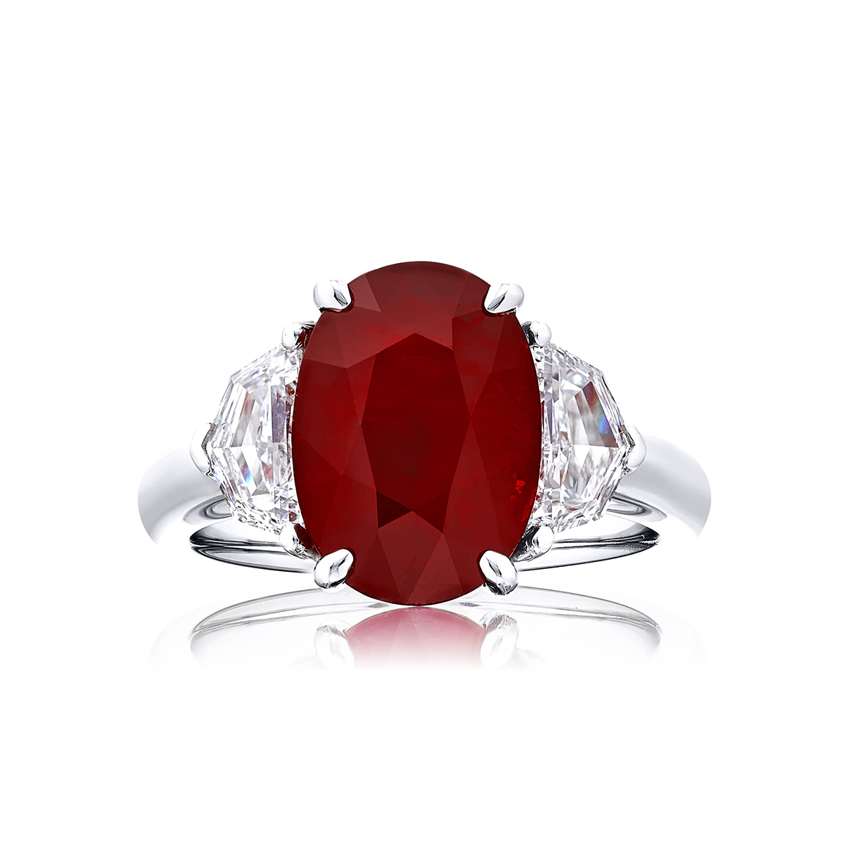 Platinum Oval Burmese Ruby Certified Ring