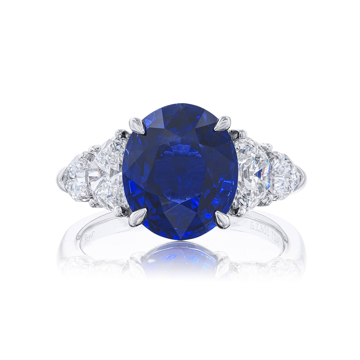 Platinum Oval Sri Lankan Vivid Sapphire Certified Ring