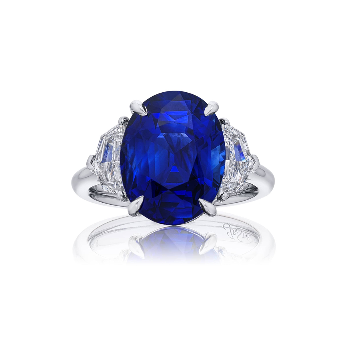 Platinum Oval Sri Lankan Sapphire Certified Ring
