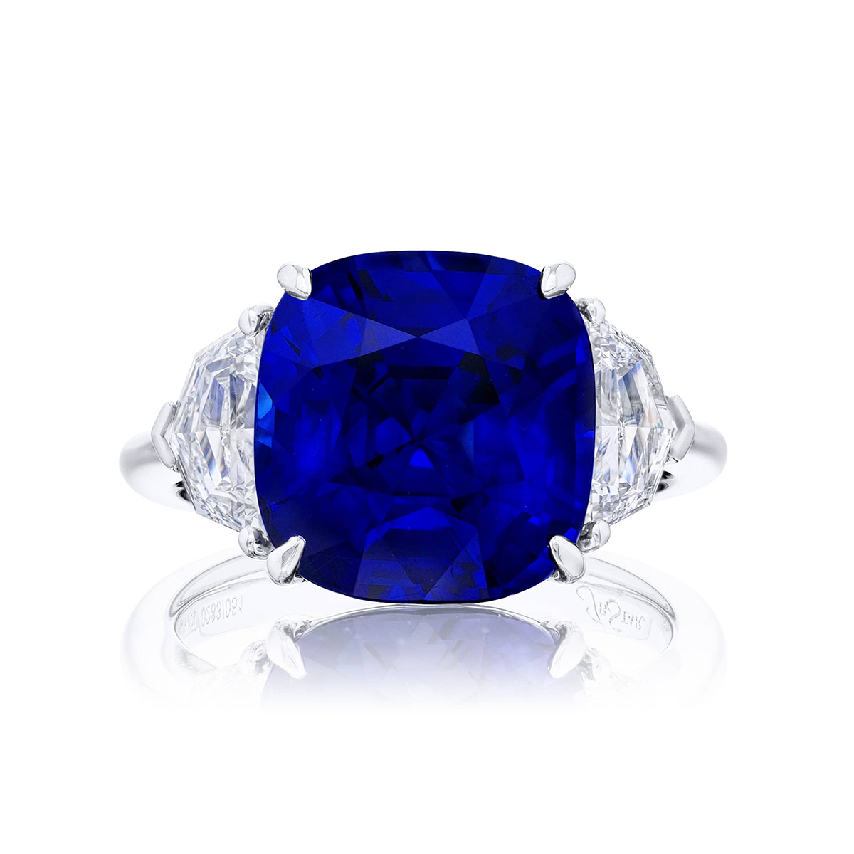 Platinum Cushion-Cut Sri Lankan Vivid Sapphire Certified Ring
