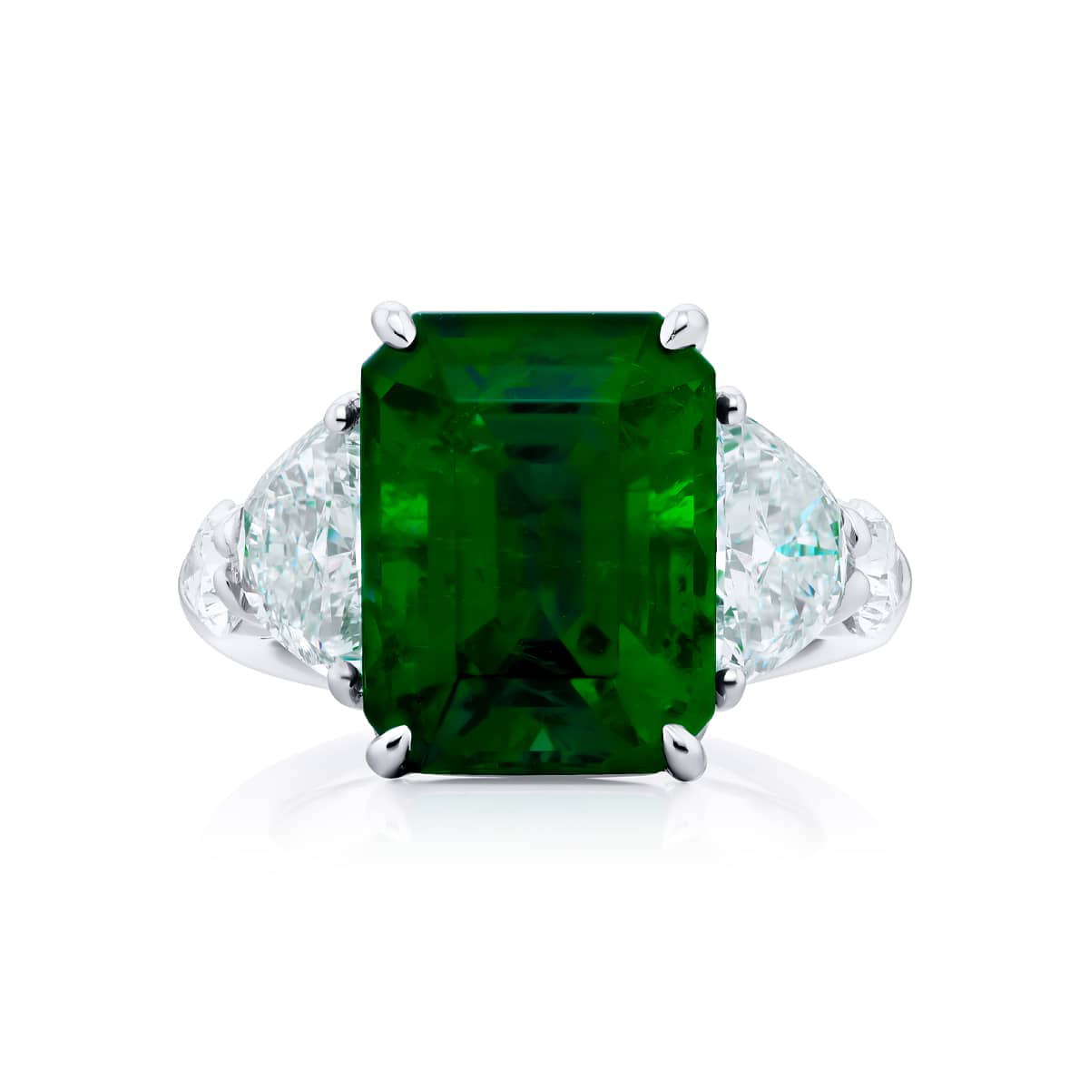 Platinum Emerald-Cut Emerald Certified Ring