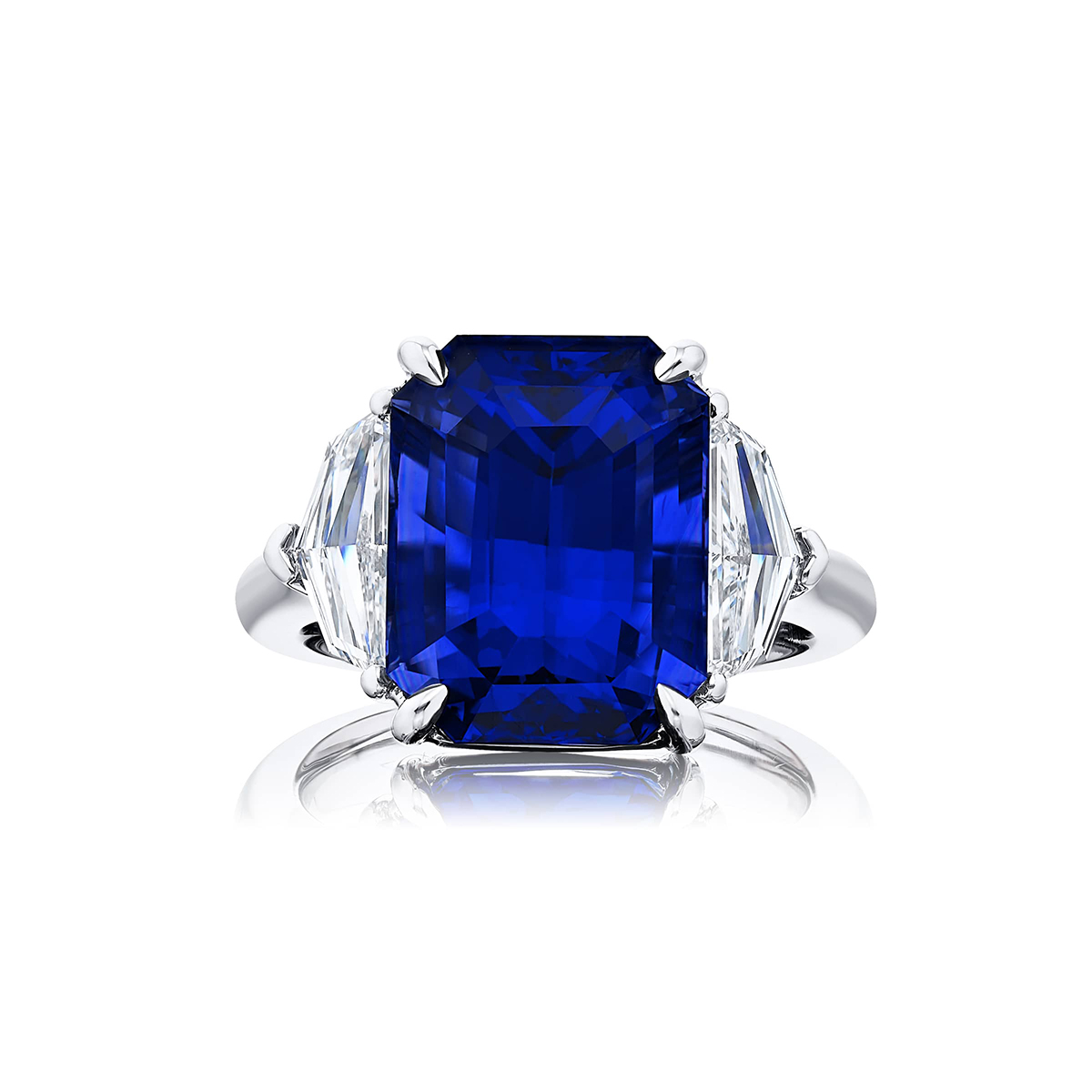 Platinum Emerald-Cut Sri Lankan Sapphire Certified Ring