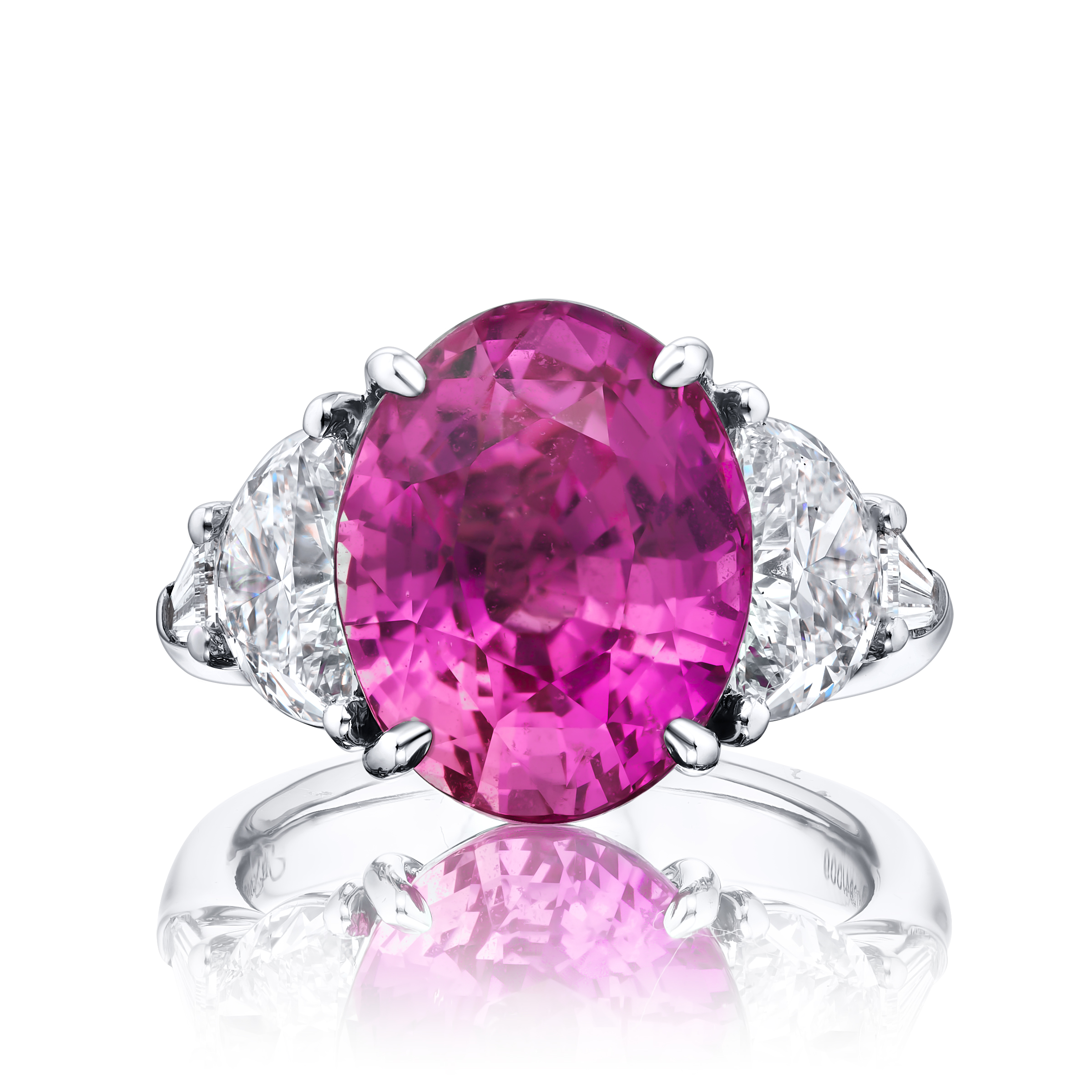 Platinum Oval Pink Sapphire Certified Ring