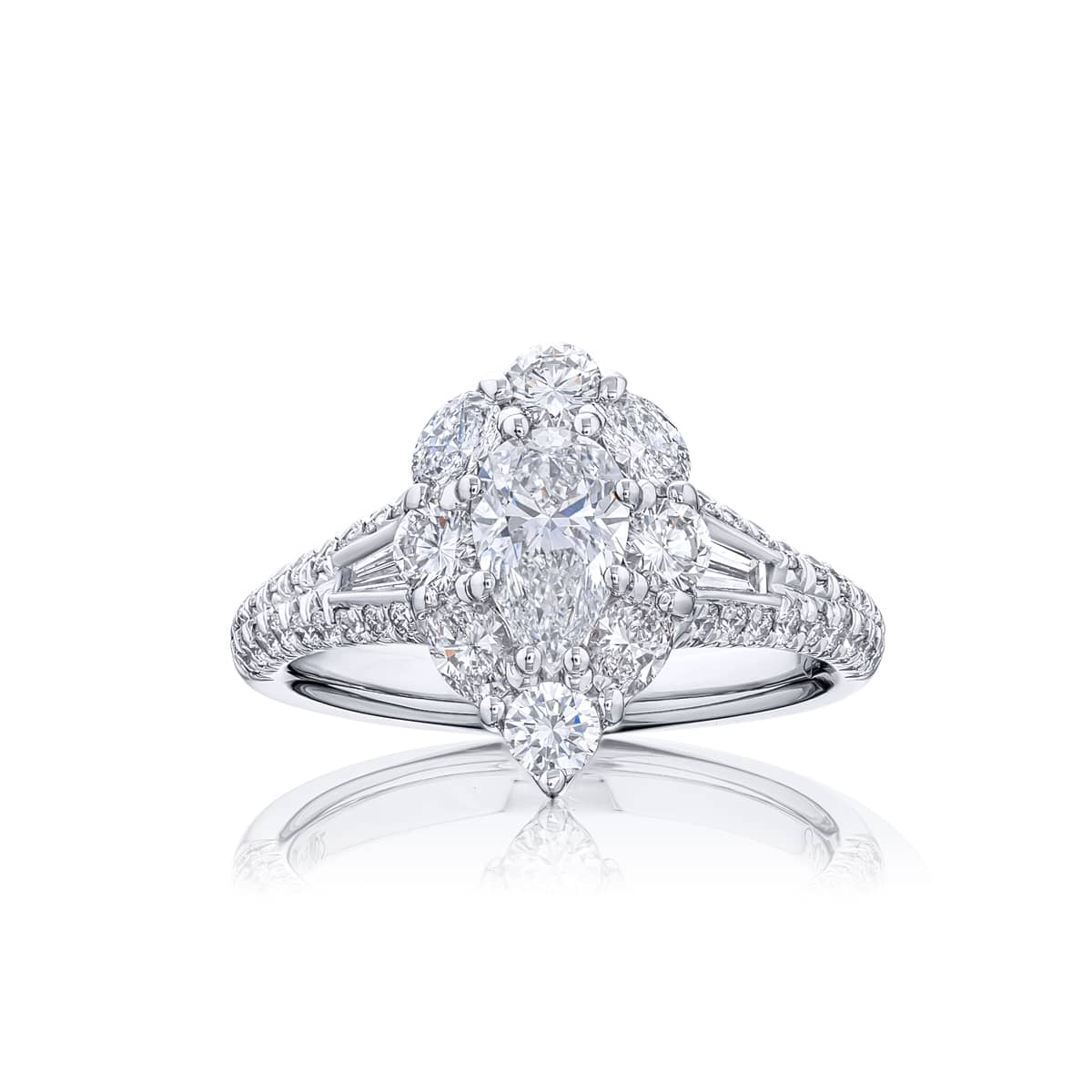 Platinum Pear-Shaped Diamond GIA Certified Micro Pav? Engagement Ring