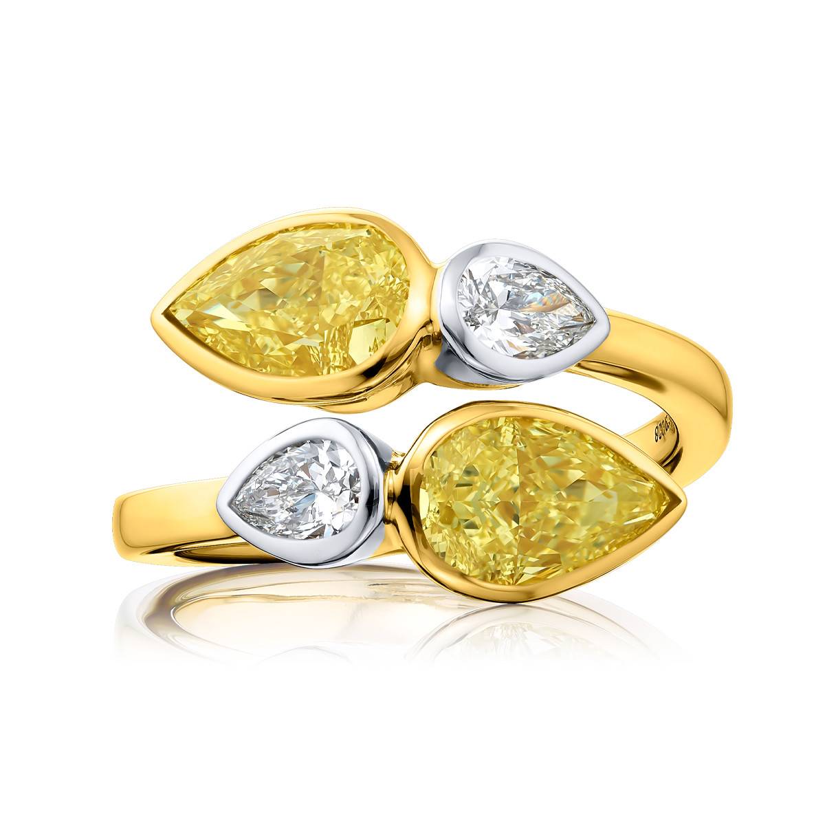 Platinum Pear-Shaped Fancy Yellow Diamond Certified Twogether Ring