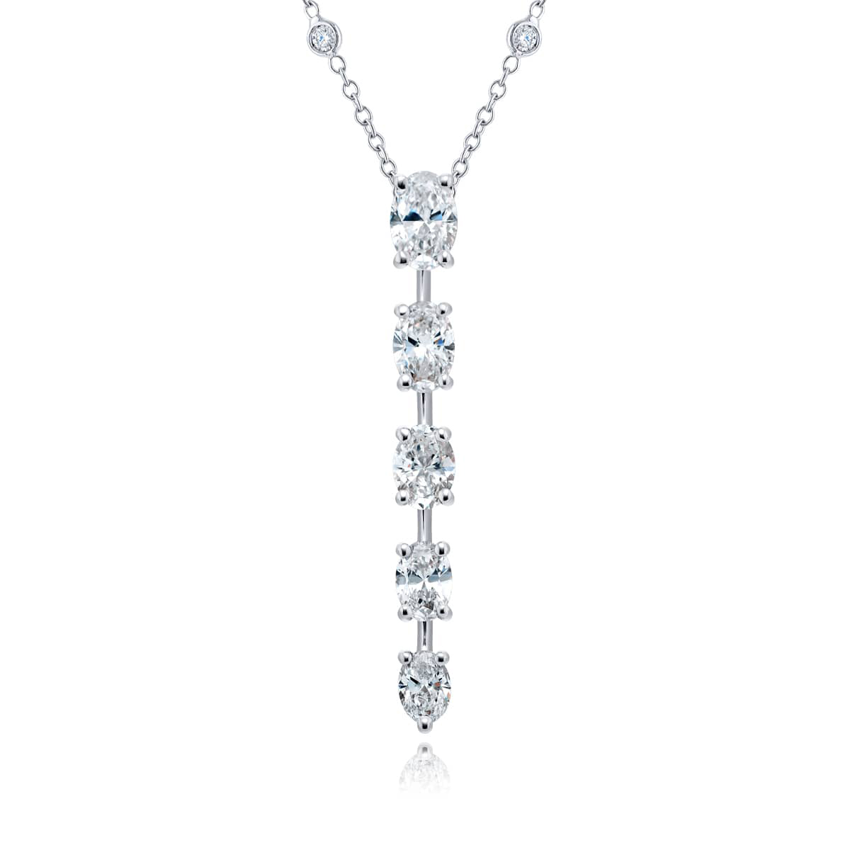 Platinum Oval Diamond Drop Pendant