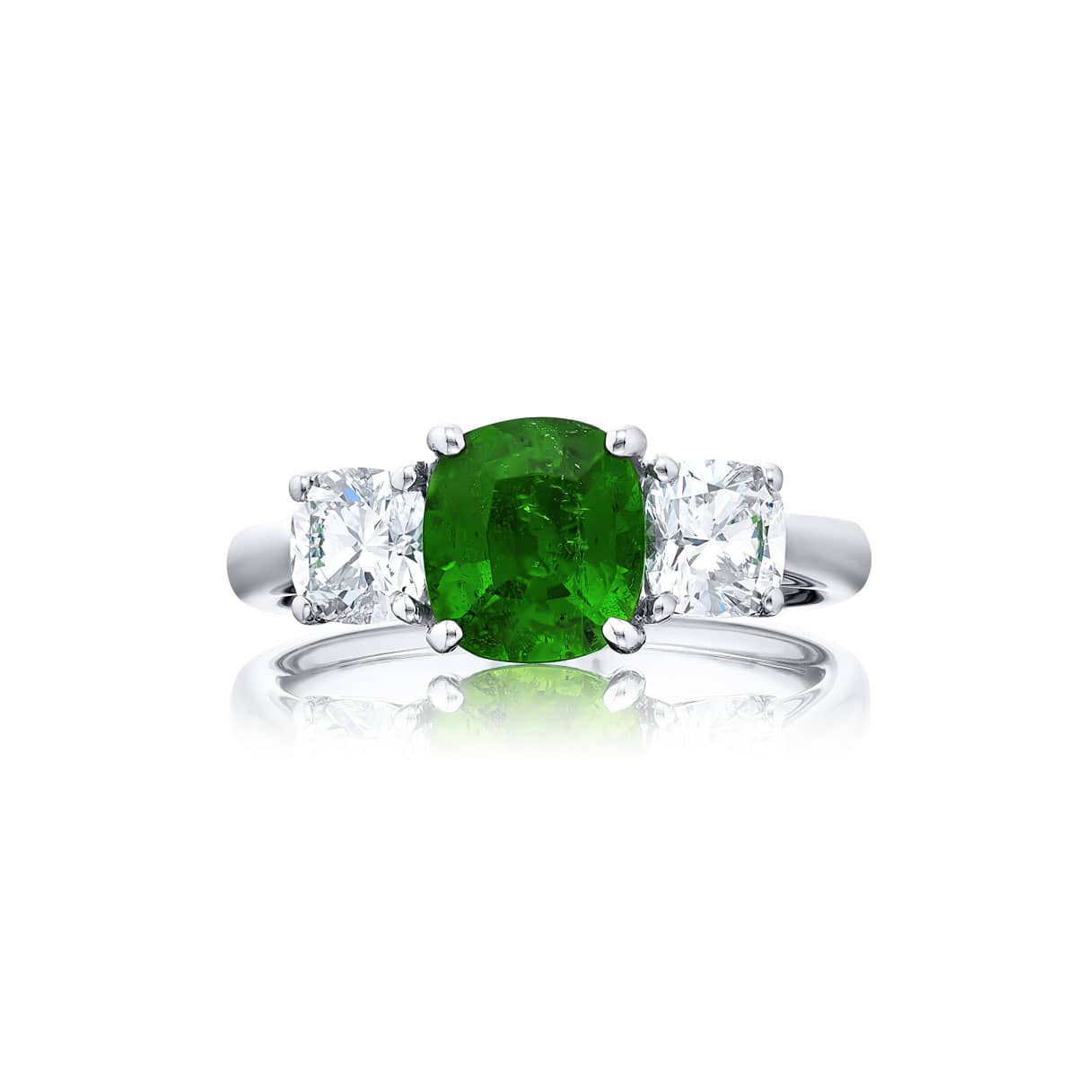 Platinum Cushion-Cut Emerald Certified Ring