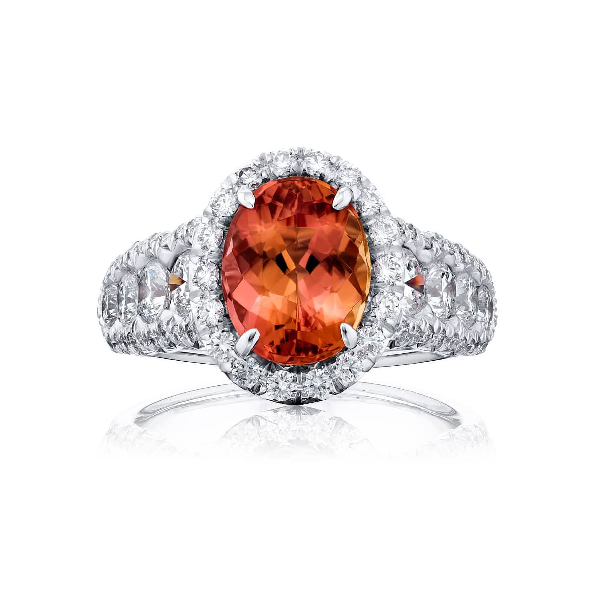 Platinum Oval Imperial Topaz Certified Micro Pave Ring