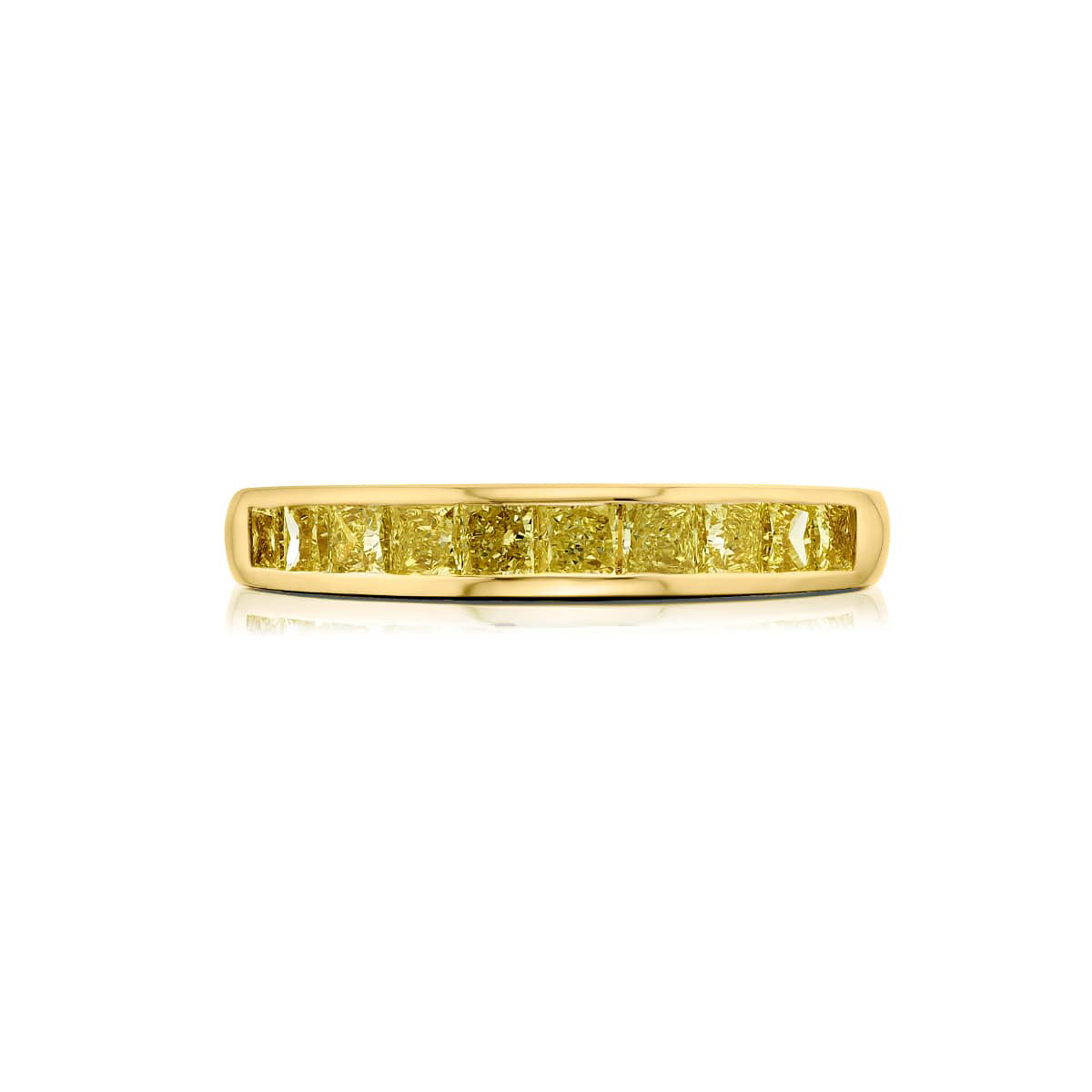 18K Yellow Gold Princess-Cut Fancy Yellow Diamond Single-Row Channel Set Band