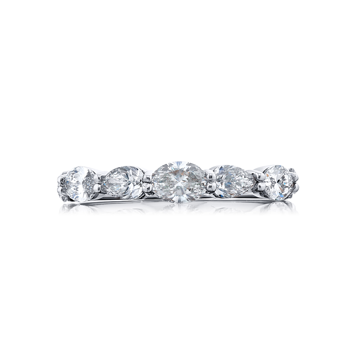 Platinum Marquise and Pear-Shaped Diamond Single-Row East-West Band