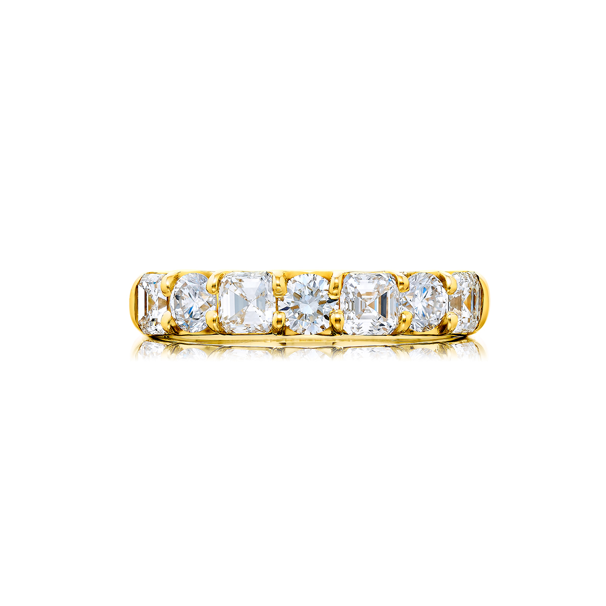 18K Yellow Gold Round Diamond Single-Row Band