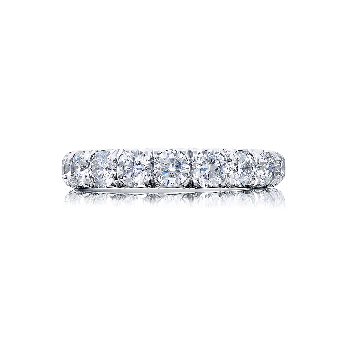 Platinum Round Diamond Single-Row Band