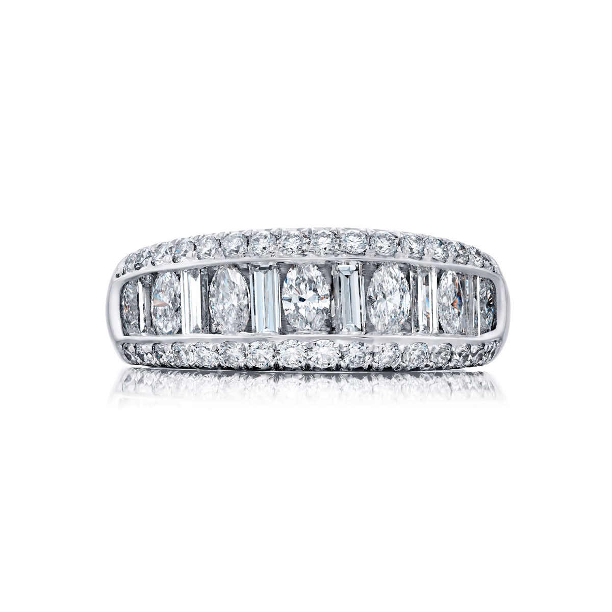 Platinum Marquise Diamond Single-Row Channel Set Micro Pav? Band