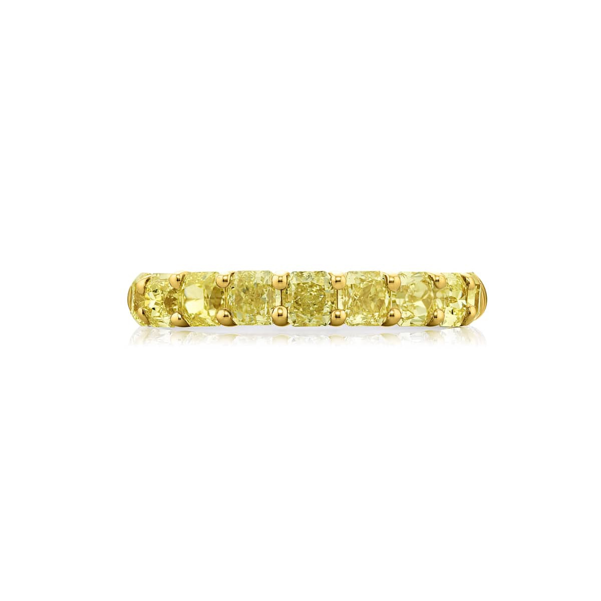 Platinum and 18K Yellow Gold Radiant-Cut Fancy Yellow Diamond Single-Row Band