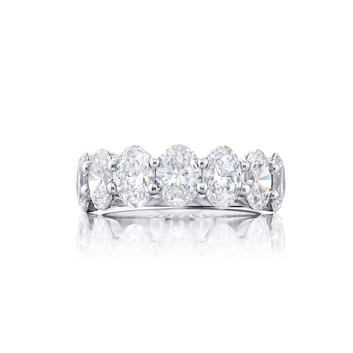 Platinum Oval Diamond Single-Row GIA Certified Band