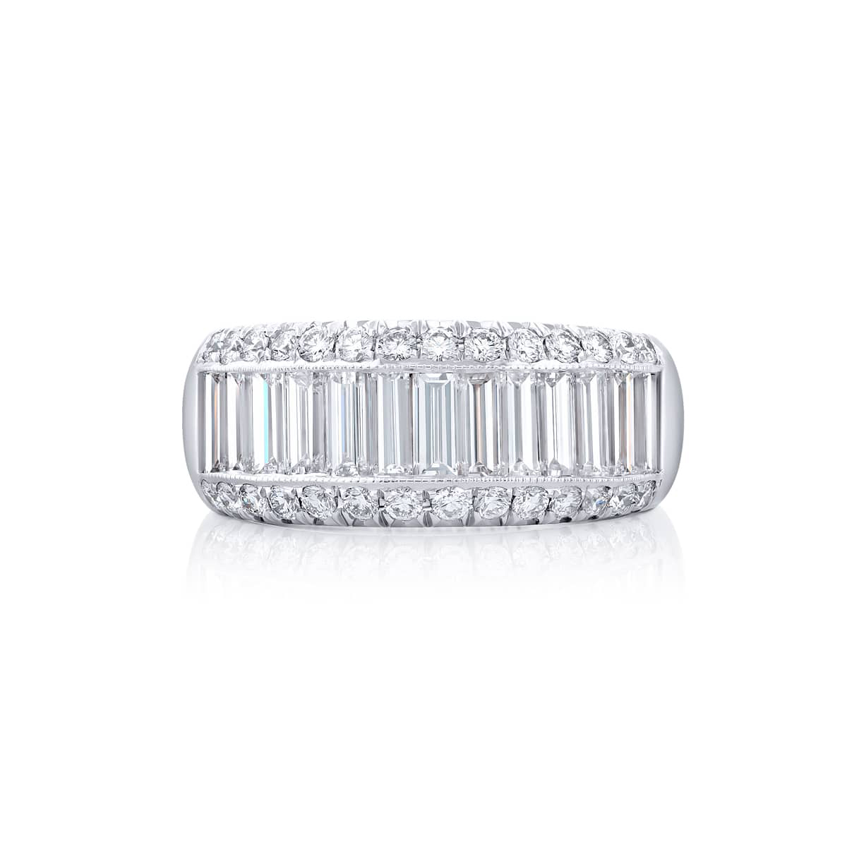 Platinum Straight Baguette Diamond Single-Row Channel Set Micro Pav? Band