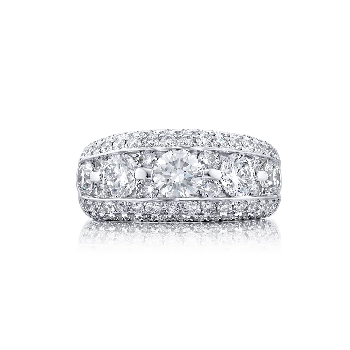 Platinum Round Diamond Three-Row Channel Set Micro Pav? Band