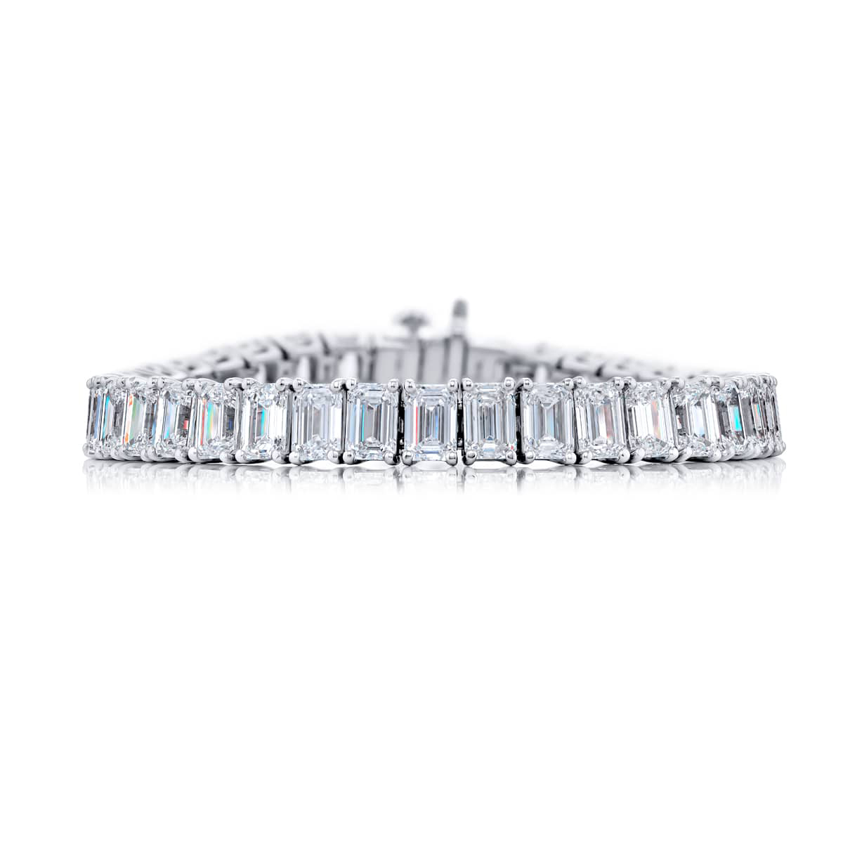 Platinum Emerald-Cut Diamond Certified Bracelet