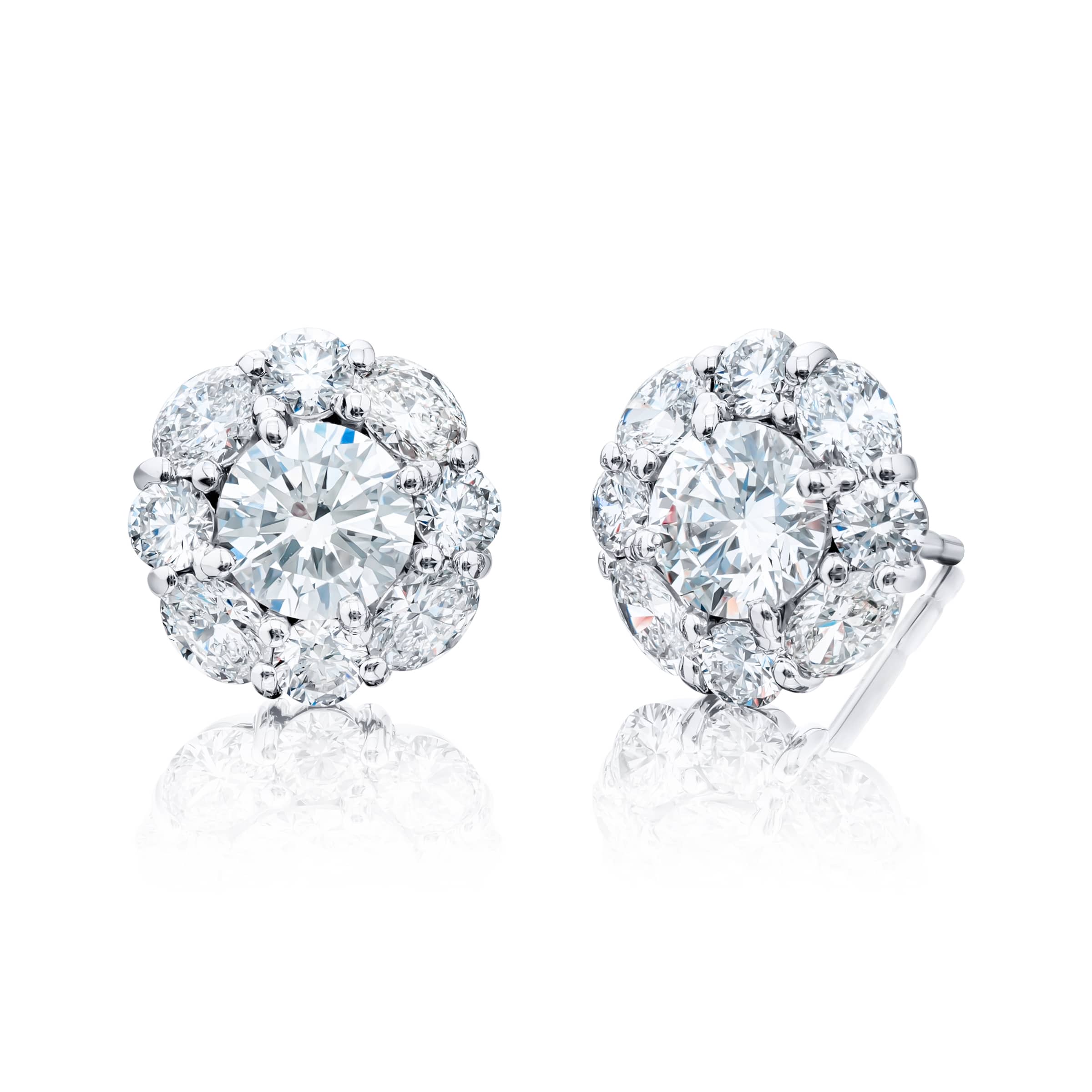 Platinum Round Diamond Certified Stud Earrings