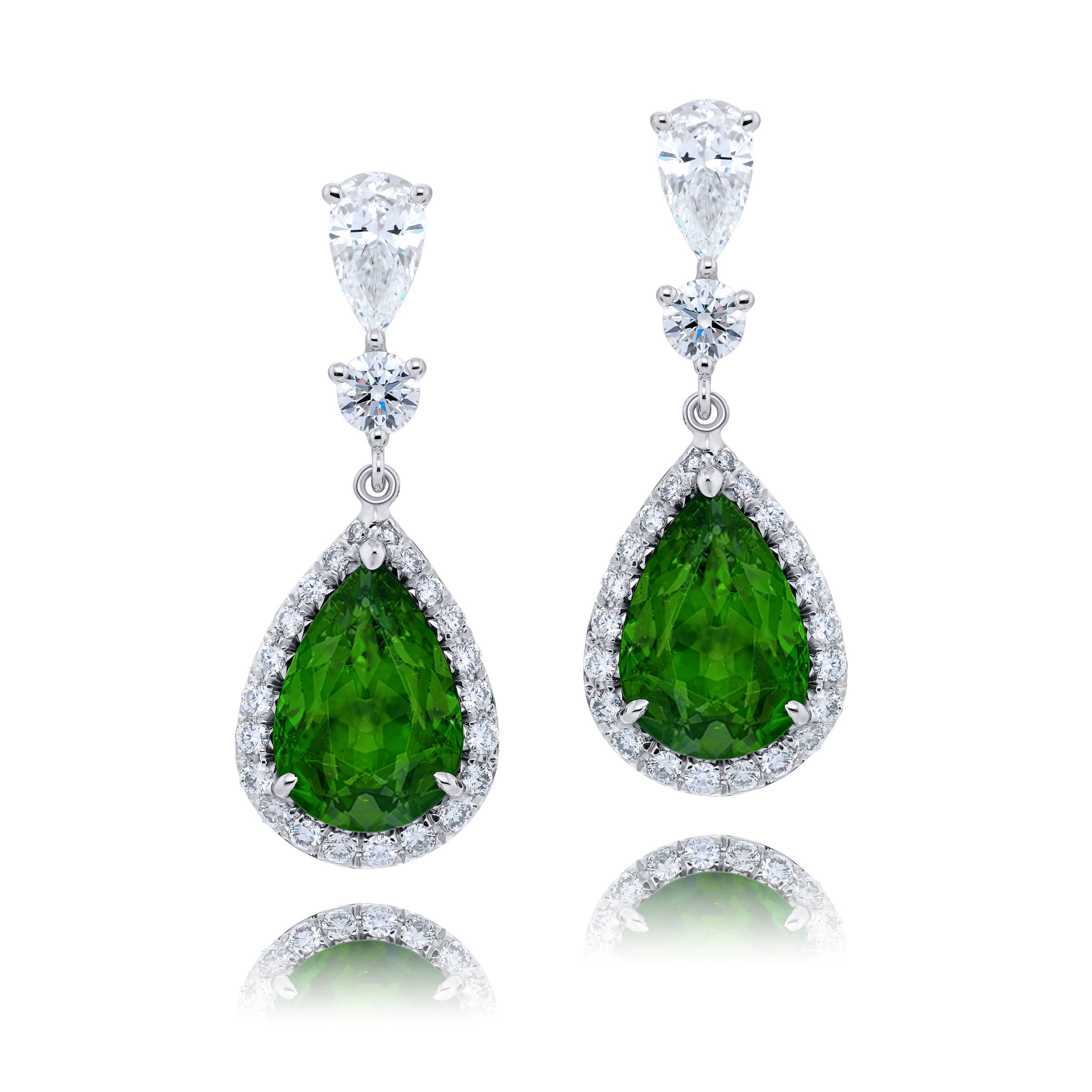 Platinum Pear-Shaped Emerald Certified Drop Earrings