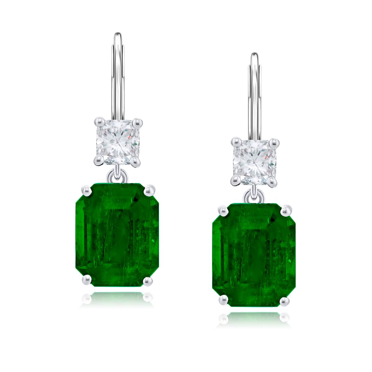 Platinum Emerald-Cut Emerald Certified Drop Earrings